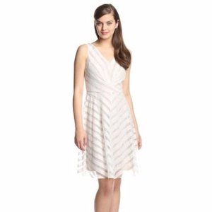 MUSE Lace Stripe White Nude Lace Overlay, size 14 NWOT